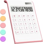 Calculatrice rose, fournitures et accessoires de bureau, calculatrice de bureau de base à batterie solaire à 10 chiffres,calculatrice de bureau à double alimentation avec grand écran LCD,fournitures