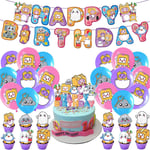 Lankybox tema Grattis på födelsedagen festartiklar kit banderoll ballonger tårta cupcake toppers dekorationer set