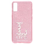 Coque Iphone XR paillettes rose Love fleur liberty