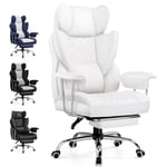 GTPLAYER Chaise Gaming, Ergonomique Fauteuil de Bureau avec Support Lombaire à Ressorts ensachés, Siège Large avec Accoudoirs Souple et Repose-Pieds, Réglable en Hauteur, Blanc