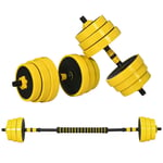 HOMCOM 30KG Barbell and Dumbbell Set Fitness Exercise Home Gym Plate Bar Clamp