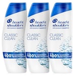 Head & Shoulders Classic Clean Anti Dandruff Shampoo, 3x400ml, Up to 100% Flake Free, Clinically Proven, For Any Hair and Scalp Type, For Daily use, Clean Feeling