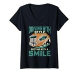 Womens Frisbee Disc Golf Driving With Style V-Neck T-Shirt