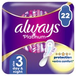 Terveyssiteet Always Platinum Size 3, Day & Night, 22 kpl.