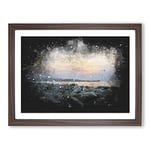 A Pebble Beach Paint Splash Modern Art Framed Wall Art Print, Ready to Hang Picture for Living Room Bedroom Home Office Décor, Walnut A4 (34 x 25 cm)