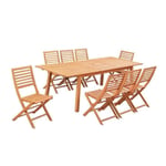 Table De Jardin Extensible 8 A 10 Personnes - 180-240 X 100 X H.75 Cm - Acacia Fsc - Extension Papillon