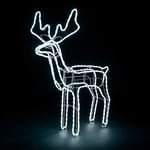 CHRISTOW Christmas Reindeer Light Up Outdoor Decoration, Energy Efficient White LED Rope Light, Garden Silhouette, Mains Powered (117cm x 96cm x 23cm)