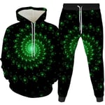 Unisexe 3D Imprimé Sweat À Capuche+Pantalon De Sport,Sweat À Capuche pour Homme Jogging Bas Sweat Vert Vortex Imprimé Survêtement Noir Cordon De Serrage Poche Pull Ensemble pour Joggeurs Étudi