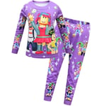 Barn Roblox T-shirt Toppar Byxor Outfit Sovkläder Pyjamas Pjs Set purple 160cm