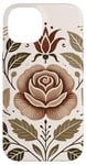 Coque pour iPhone 14 Rose florale botanique, style bohème minimaliste, roses d'amour