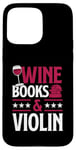 Coque pour iPhone 15 Pro Max Livres sur le vin et le violon rouge