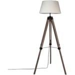 Atmosphera Créateur D'intérieur - Lampadaire trépied bois Runo - h. 145 cm - Diam. 33 x 145 - Blanc