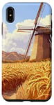 iPhone XS Max Wheat Fields With Windmills Landscape Vintage Graphic Case