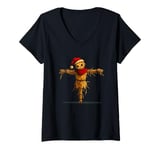 Womens Scarecrow in the Christmas Mood for Holiday Fun V-Neck T-Shirt