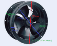 450mm Industrial Duct Fan Cased Axial Commercial Kitchen Canopy Extractor,450S-T