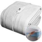 Dreamcatcher Single Electric Blanket 193 x 91cm, Soft Polyester Electric Blanket Fitted Underblanket Mattress Cover, 3x Heat Settings, 1x Controller and Machine Washable Heated Blanket