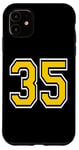 Coque pour iPhone 11 Chiffre 35 en jaune blanc noir version poche