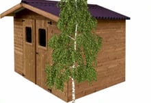 Abri de jardin Habrita Thermabri en bois coloris naturel ép.28 mm surface extérieure 11,97 m²