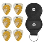 Pokémon Psyduck Médiators et support de médiator de guitare, kit d'accessoires de guitare, médiators avec porte-clés en cuir pour guitare électrique, basse, ukulélé