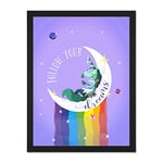 Wee Blue Coo Unicorn Follow Your Dreams Wall Large Framed Art Print Poster Wall Decor 18x24 inch