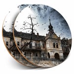 2 x Coasters - Creepy Haunted House Horror Movie Home Gift #16187