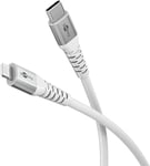 goobay Lightning vers USB-C 60 W / 1 m/Câble textile flexible/Câble de charge USB 480 Mbits/Super doux/Câble de charge rapide Apple Lightning Cable/Câble textile/Blanc / 74519