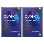 Durex Préservatifs Essential - 2 x 24 Préservatifs Extra Lubrifiés - Confort et Sécurité