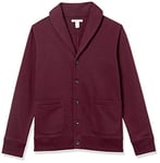 Amazon Essentials Cardigan à Manches Longues et Col Châle, en Molleton Homme, Bordeaux, S