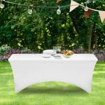 Housse blanche pour table 180CM pliante - IDMARKET - Extensible - Polyester et élasthanne