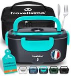 TRAVELISIMO Gamelle Chauffante 80W Lunch Box Chauffante Electrique 1,5L Boite Repas Isotherme 220V 24V 12V Boite Chauffante Repas Camion Bureau, Gamelle Chauffante Allume Cigare Boite Repas Chauffante