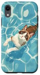 Coque pour iPhone XR Chat en raquettes à neige dans l'eau de la piscine pour maman papa enfants