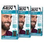 Just For Men Teinture Barbe Châtain Foncé, Coloration Moustache Et Barbe Homme, Élimine Les Poils Blancs Pour Un Résultat Plus Épais, Avec un Pinceau Applicateur, Rapide et Facile, M45, Lot de 3