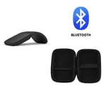 Souris optique sans fil Bluetooth pliable ultra mince,périphérique tactile,silencieuse,pour Microsoft PC,ordinateur portable,tablette - Type Black with bag