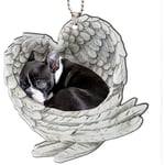 Boston Terrier Sleeping Angel Wing Memorial Dog 2D Flat Car Rear View Mirror Accessories Julgranprydnad