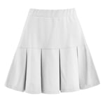 Femme Mini Jupe,Mesdames Jupe Plissée Mode Sexy Taille Haute Solide Jupe Évasée Polyvalente Filles Occasionnels Patineur École De Tennis Jupe Au-Dessus du Genou Uniforme Robe Courte, Blanc, M