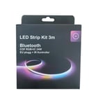 LED Strip kit 27W RGB med EU-plug, dimmer, bluetooth og fjernkontroll - 3 meter - Hvit