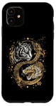 Coque pour iPhone 11 Tigre Or Dragon Yin Yin Yang Art oriental asiatique