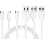 Cable USB-C pour Oppo Find X5 / Oppo Find X5 Lite / Oppo Find X5 Pro / Oppo Find X3 / Oppo Find X3 Lite / Oppo Find X3 Neo / Oppo Find X3 Pro - Nylon Tressé Argent Blanc 1 Mètre [LOT 3] Phonillico®