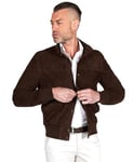 D'Arienzo Bomber Cuir Marron Foncé Homme Blouson Cuir Véritable Made in Italy Alex Bottoni 54/XXL/Marron foncé