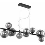 Suspension boule verre suspension table à manger noir salon lampe suspension moderne, 9 flammes avec verre fumé, 9x led 3,5W 350lm blanc chaud, LxH