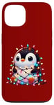 iPhone 13 Christmas Penguin with Light Strings Clumsy Cute Entangled Case