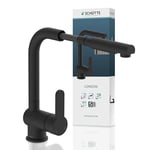 SCHÜTTE LONDON Robinet Cuisine avec Douchette Extensible Mitigeur, Rabattable Mitigeur Robinet Evier de Cuisine avec Douchette, Rotative à 360° Froid & Chaud Disponible, Noir