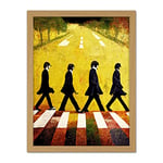 Doppelganger33 LTD Abbey Road Abstract Stylised Beatles Boho Landscape Red And Ochre Artwork Framed Wall Art Print 18X24 Inch