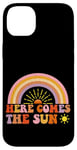 Coque pour iPhone 14 Plus Here Comes The Sun Style rétro arc-en-ciel