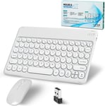 Clavier Bluetooth Sans Fil - Mini Clavier Sans Fil Ultra Fin - Avec Souris 2,4 Ghz - Pour Ipad, Mac, Ordinateur Portable, Tablette, Surface, Téléphone, Windows/Android/Ios Qwerty, Vert