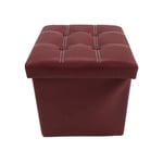 Rebecca Mobili Pouf Tabouret Similicuir Rouge Bordeaux Repose-Pieds 30x30x30