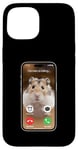 Coque pour iPhone 15 Meme Hamster regardant la caméra frontale Hamster appelle