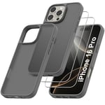 Qasyfanc Coque Compatible avec iPhone 16 Pro et 2 Pièces Verre Trempé, [Protection Militaire] Coque Antichoc Anti-Jaune Couverture à 360 Degrés, Titane Naturel