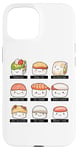 Coque pour iPhone 15 Tableau d'identification des sushis Kawaii