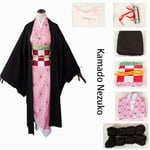 Barn och vuxnas anime Demon Slayer: Kimetsu No Yaiba Zenitsu Giyu Tanjirou Kamado Nezuko Cosplay Kimono Uniform Cosplay Costume Kamado Nezuko Kamado Nezuko Adult S